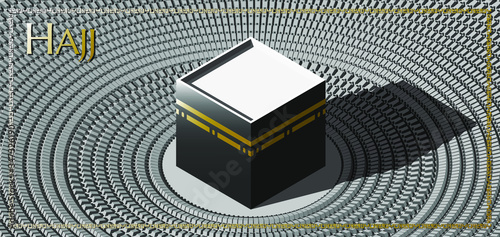 Vector Illustration of Ka'bah for islamic pilgrimage hajj