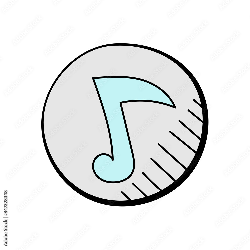 musical note hand drawn vector design. multimedia icon