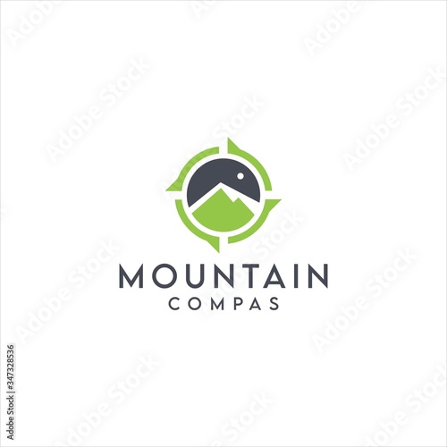 Compass modern mountain vector logo design
