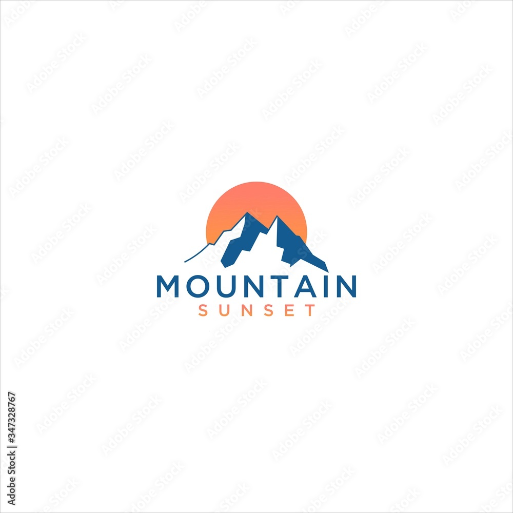 Mountain logo sunset vector icon