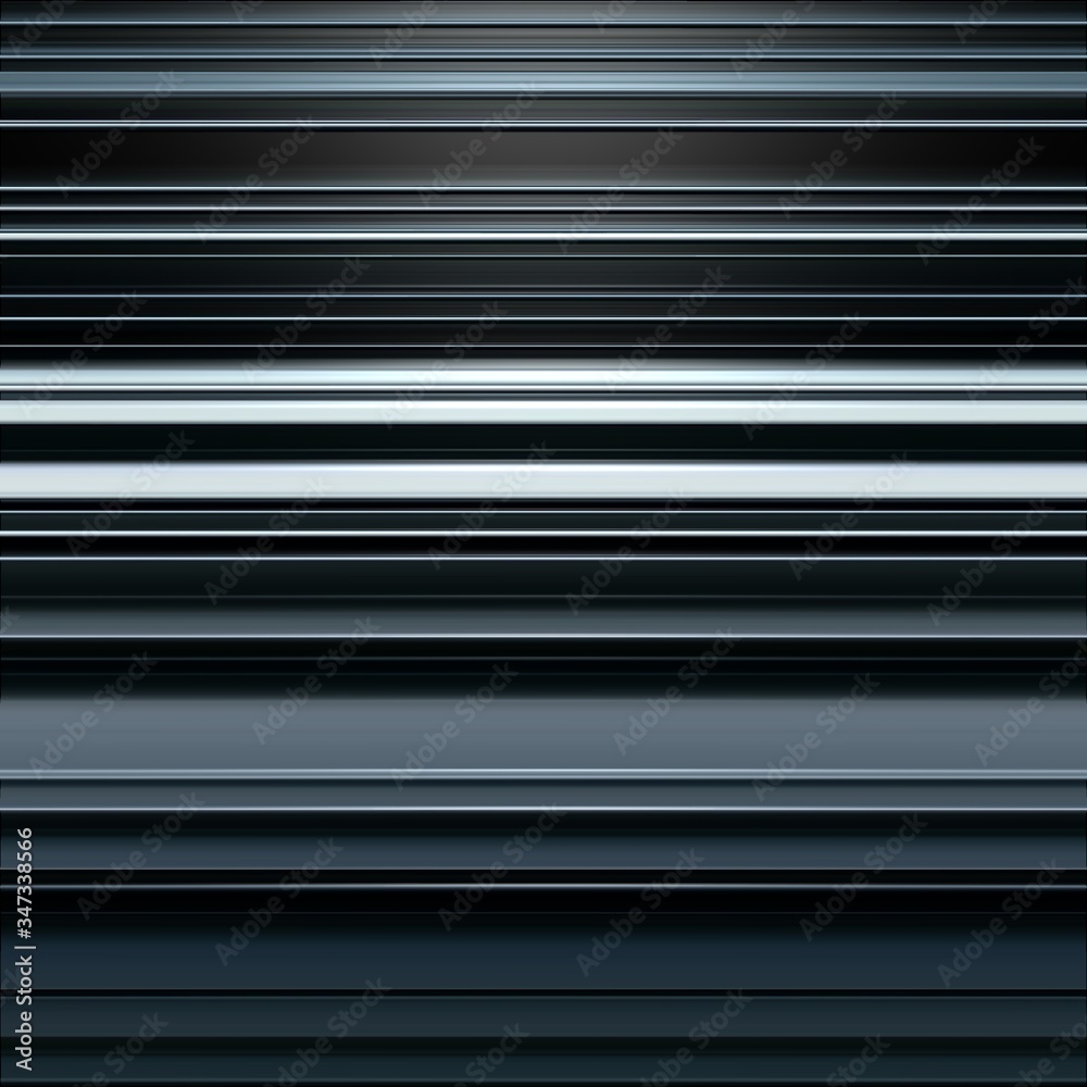 Fototapeta premium 3d rendered and illustration of horizontal striped lines with dark metallic silver color tone.