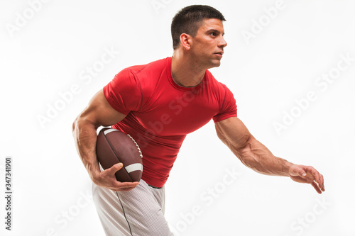 Handsome Muscular American Football, Rugby Player © mrbigphoto