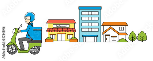 illustration of delivery and bike