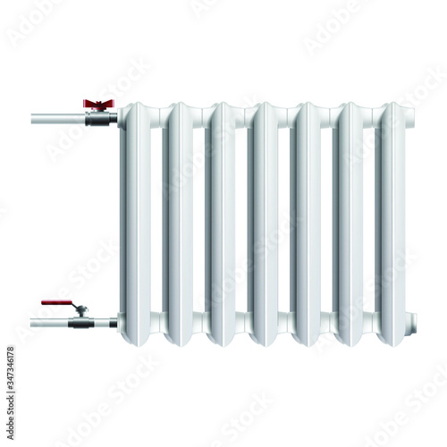 3d realistic vector icon of central heating battery, radiator. Isolated on white.