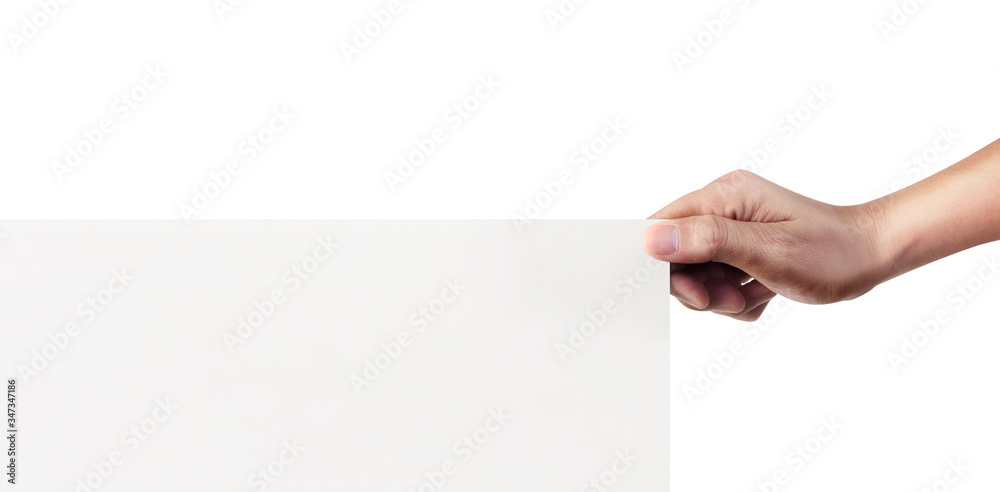 Close up hand holding paper blank for letter paper Close up hand holding paper blank for letter paper