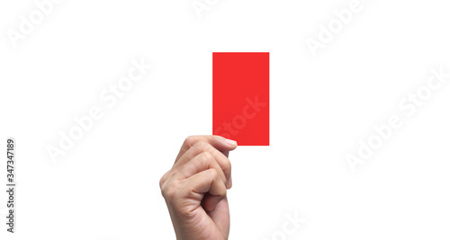 Quadro su tela Referee hand holding  red cards. isolated