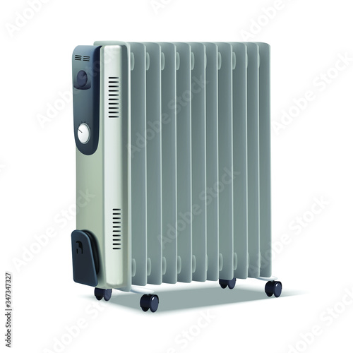 3d realistic vector icon radiator heater. Isolated on white background.
