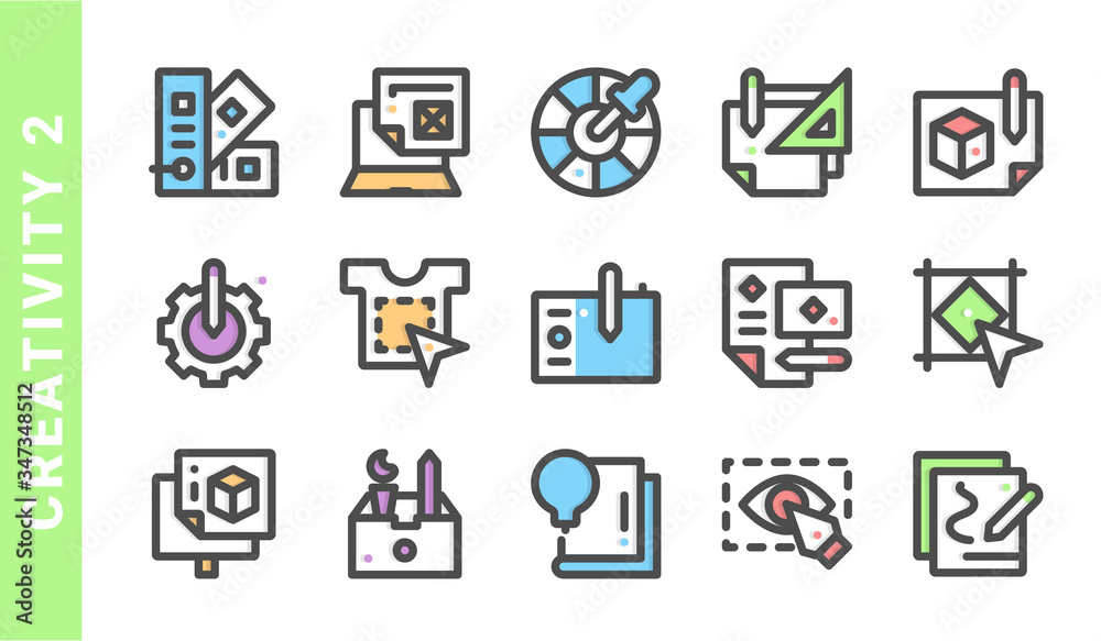 Fototapeta premium creativity 2, elements of Creativity icon set. Filled Outline Style. each made in 64x64 pixel