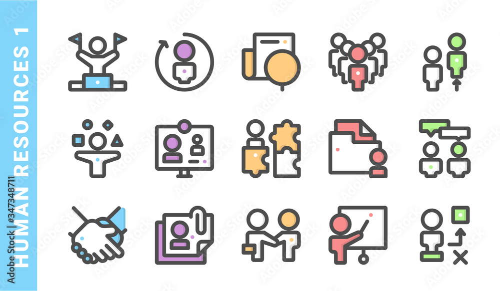 Fototapeta premium human resources 1, elements of Human Resources icon set. Filled Outline Style. each made in 64x64 pixel