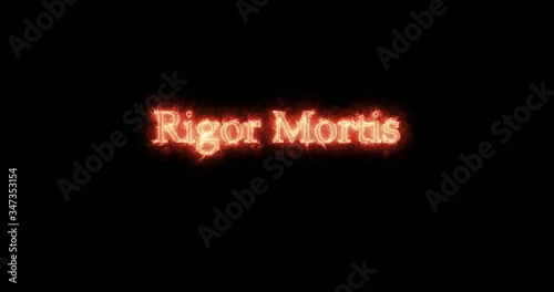 Rigor mortis written with fire. Loop photo
