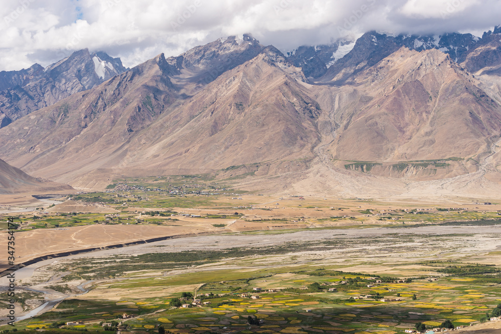 Padum village in summer season, Zanskar valley in Ladakh region, India