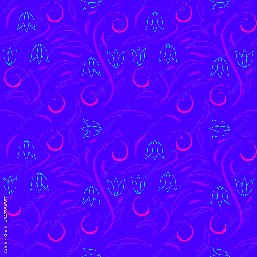 seamless pattern with leaves and flowers linocut style seamless pattern with leaves and flowers linocut style