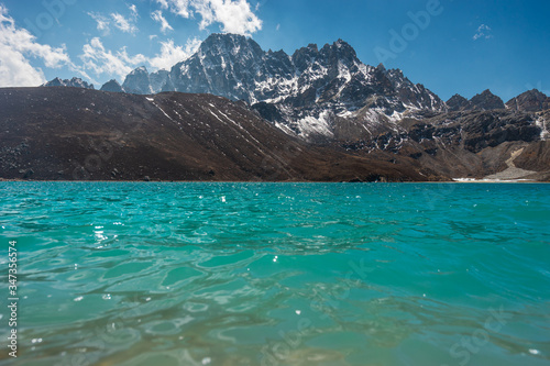 Gokyo lake surrounded by Himalaya mountains range in Everest base camp trekking route, Nepal