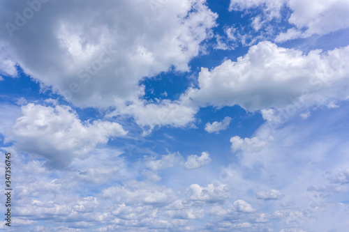 blue sky is covered by white clouds .