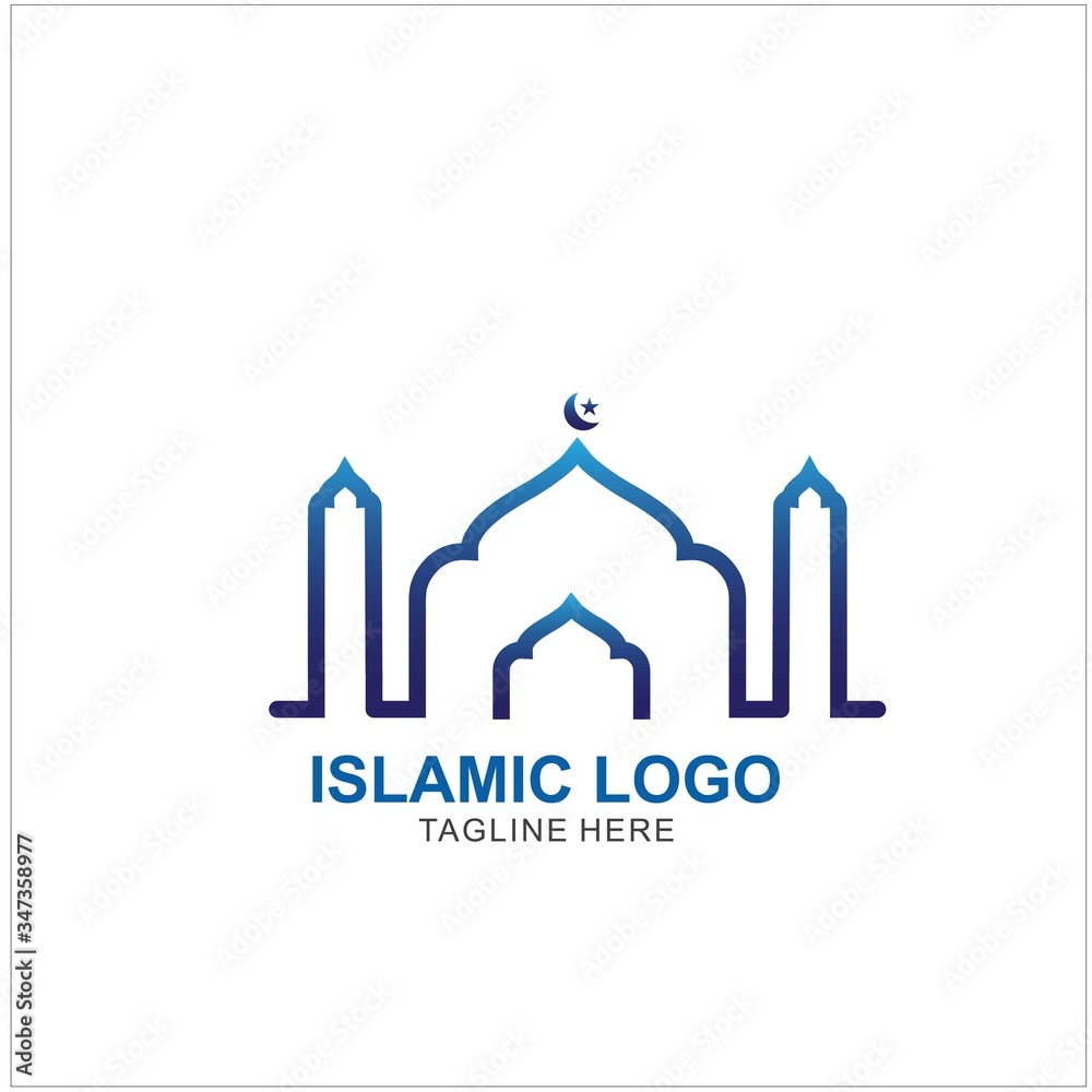 Islamic Logo Design Template. Mosque Icon Design Template