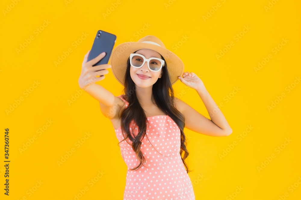 Portrait beautiful young asian woman use smart mobile phone Portrait beautiful young asian woman use smart mobile phone