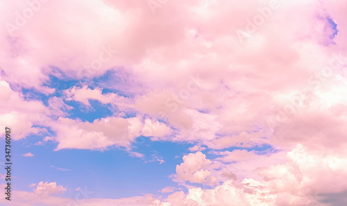 Pink cloudy in blue sky
