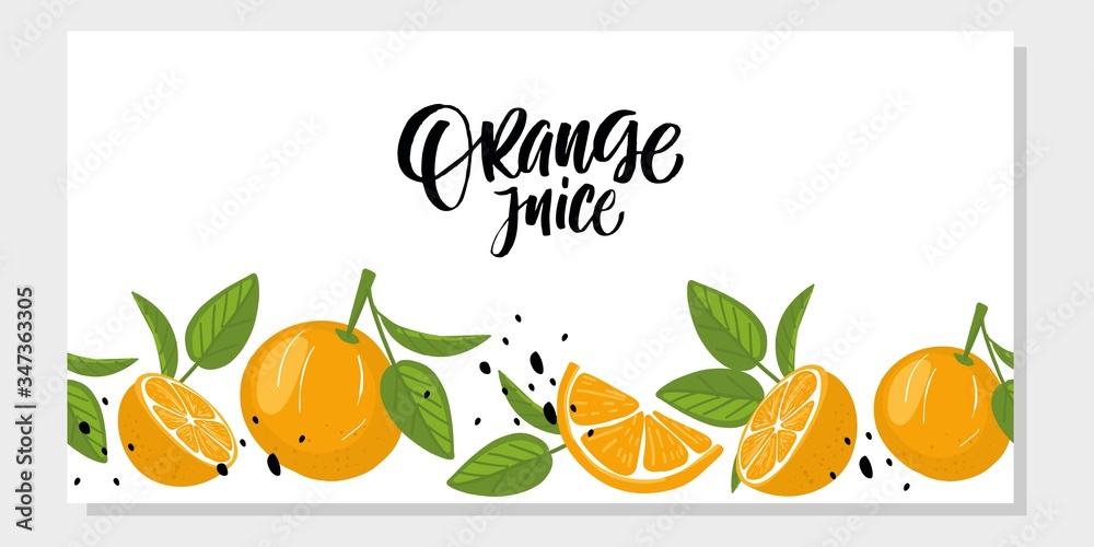Lettering orange juice with hand-drawn oranges. Lettering orange juice with hand-drawn oranges.