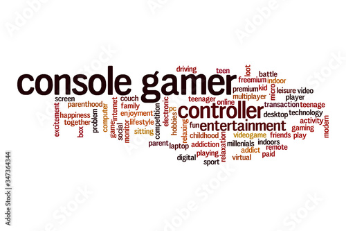 Console gamer word cloud concept