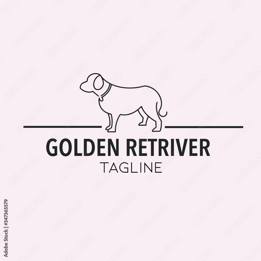 Dog cat pet logo vector icon, line art outline, flat and doodle style