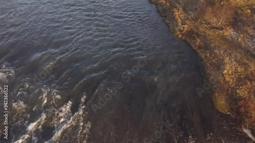 4K aerial footage of amazing waterfall known as Aegissufoss (Ægissíðufoss) Waterfall located in Hella, Iceland.