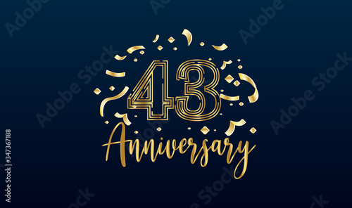 Anniversary celebration background. with the 43rd number in gold and with the words golden anniversary celebration.