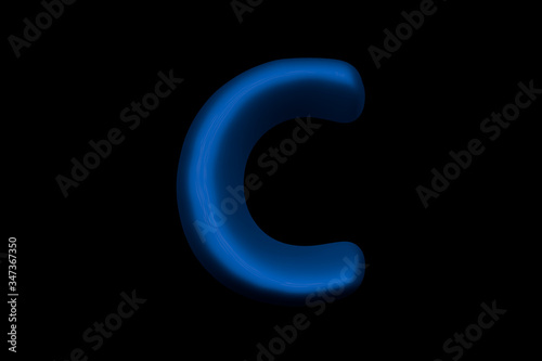 Wallpaper Mural Glossy blue soft plastic alphabet - letter C isolated on black background, 3D illustration of symbols Torontodigital.ca