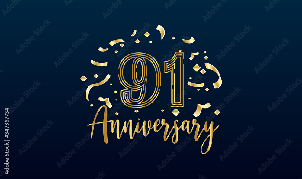 Anniversary celebration background. with the 91st number in gold and ...