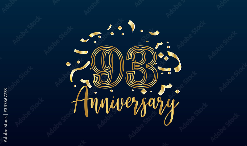 Naklejka premium Anniversary celebration background. with the 93rd number in gold and with the words golden anniversary celebration.