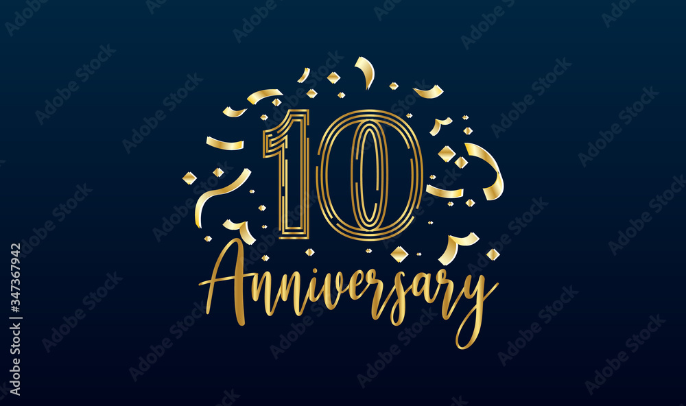 Anniversary celebration background. with the 10th number in gold and with the words golden anniversary celebration. Anniversary celebration background. with the 10th number in gold and with the words golden anniversary celebration.