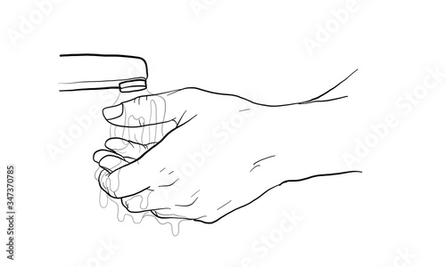 washing hands with water, hands clean vector