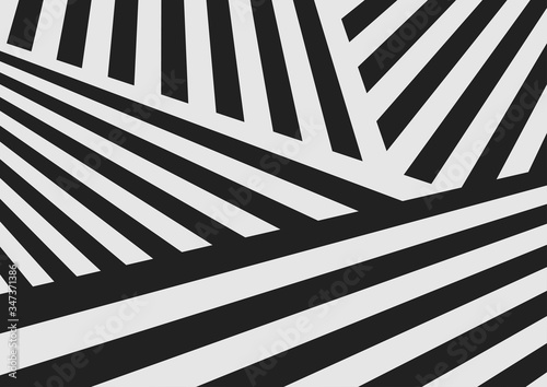 Abstract minimal background with black and white stripes. Vector geometric design