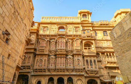 Patwon Ki Haveli in Jaisalmer is one of the largest buildings and amazing sandstone carving in Rajasthan, India