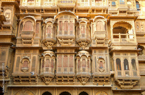 Patwon Ki Haveli in Jaisalmer is one of the largest buildings and amazing sandstone carving in Rajasthan, India