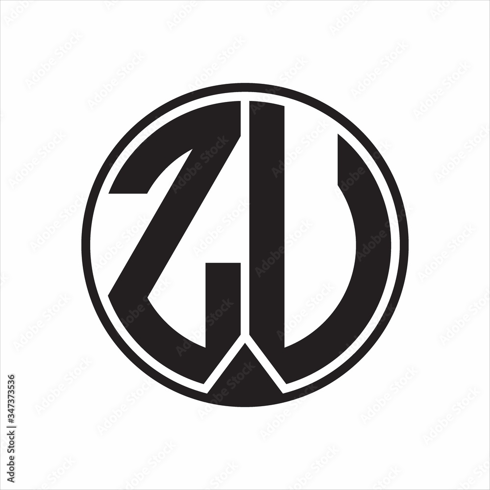 ZU Logo monogram circle with piece ribbon style on white background ZU Logo monogram circle with piece ribbon style on white background