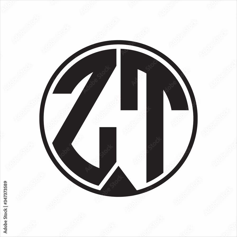 ZT Logo monogram circle with piece ribbon style on white background ZT Logo monogram circle with piece ribbon style on white background