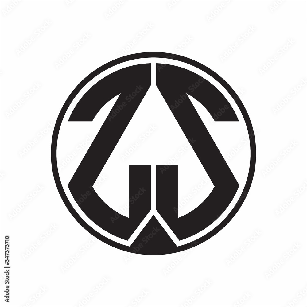 ZS Logo monogram circle with piece ribbon style on white background ZS Logo monogram circle with piece ribbon style on white background