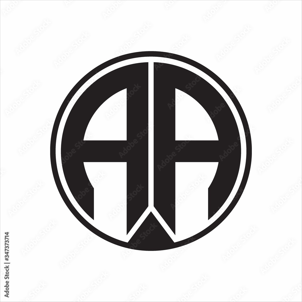 AA Logo monogram circle with piece ribbon style on white background AA Logo monogram circle with piece ribbon style on white background