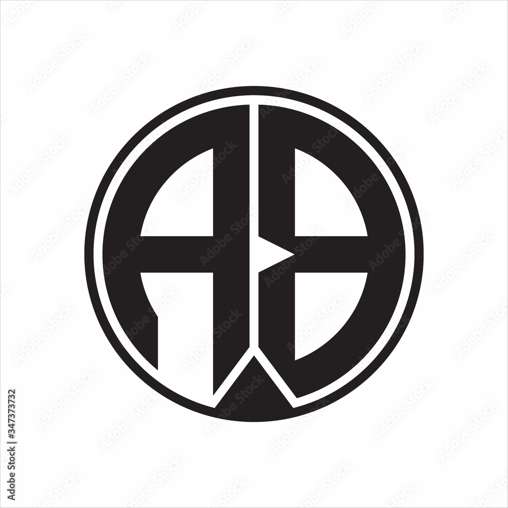 AB Logo monogram circle with piece ribbon style on white background AB Logo monogram circle with piece ribbon style on white background