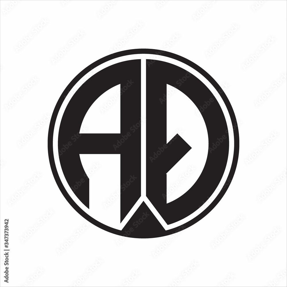 AQ Logo monogram circle with piece ribbon style on white background AQ Logo monogram circle with piece ribbon style on white background