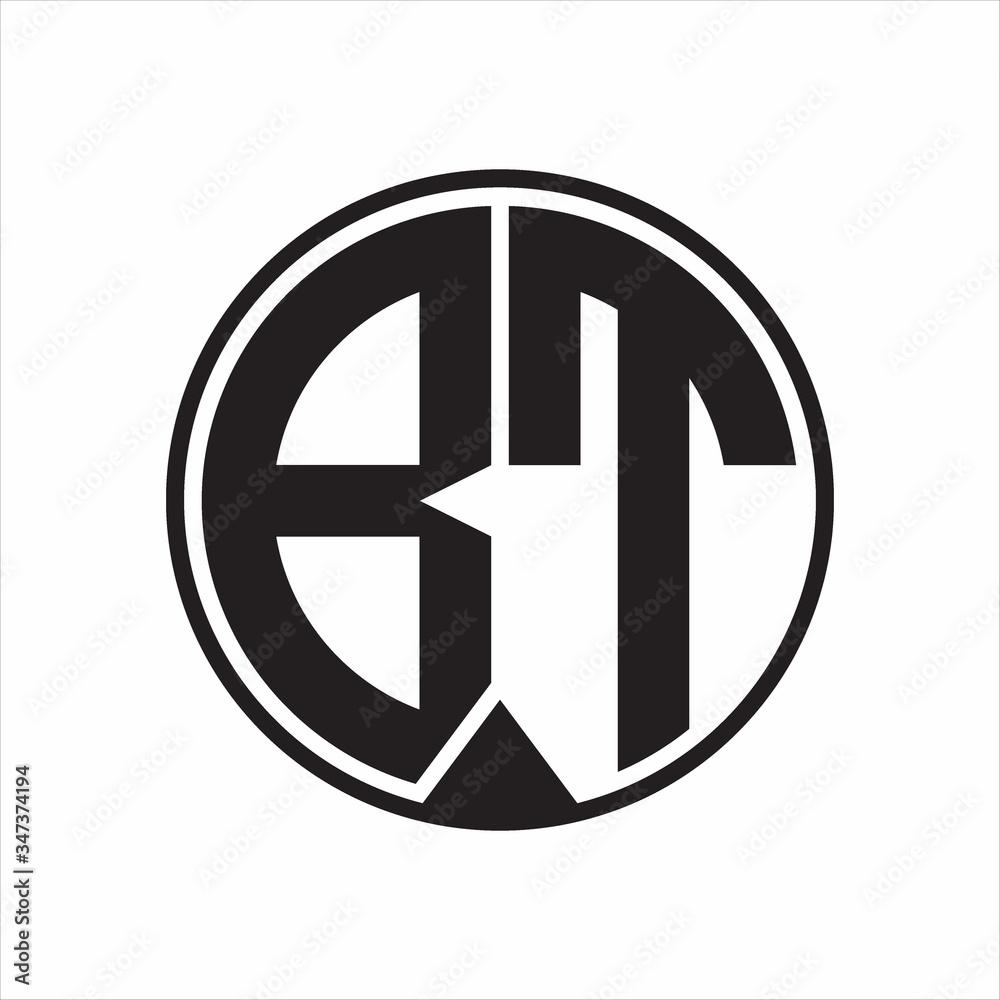 BT Logo monogram circle with piece ribbon style on white background BT Logo monogram circle with piece ribbon style on white background