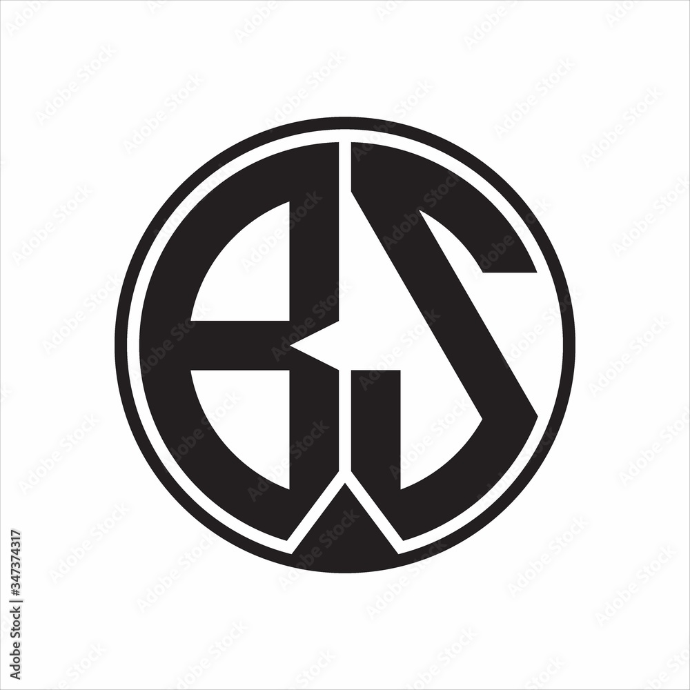 BS Logo monogram circle with piece ribbon style on white background BS Logo monogram circle with piece ribbon style on white background