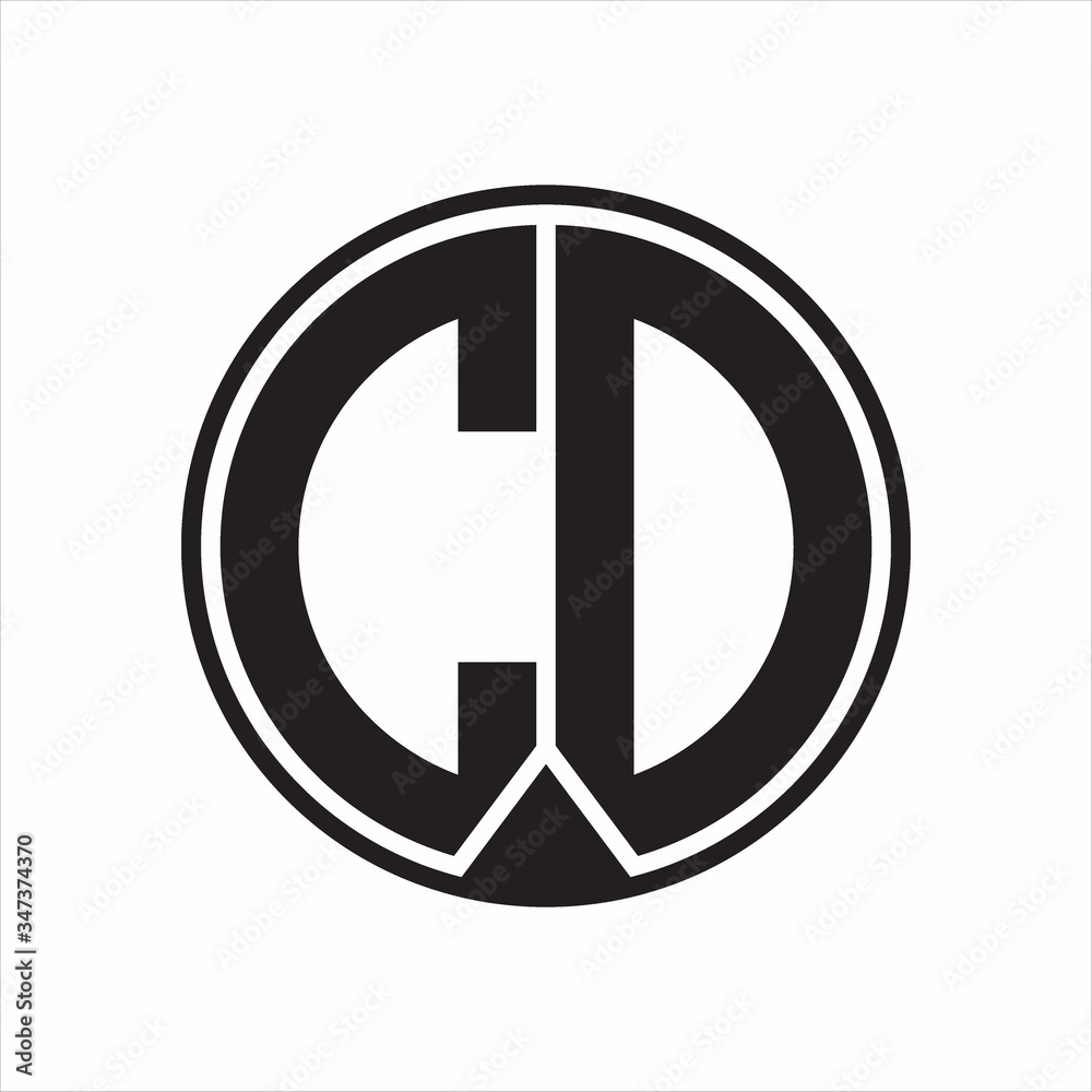 CD Logo monogram circle with piece ribbon style on white background CD Logo monogram circle with piece ribbon style on white background
