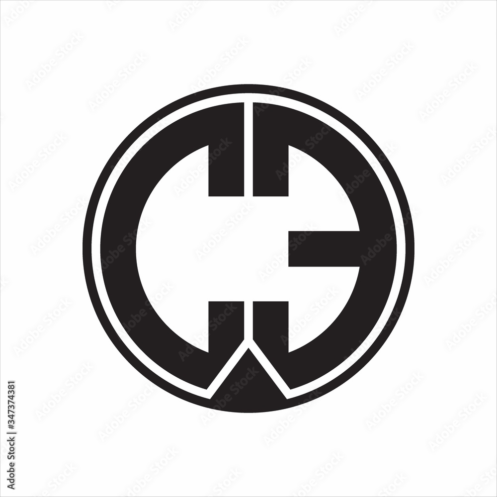 CE Logo monogram circle with piece ribbon style on white background