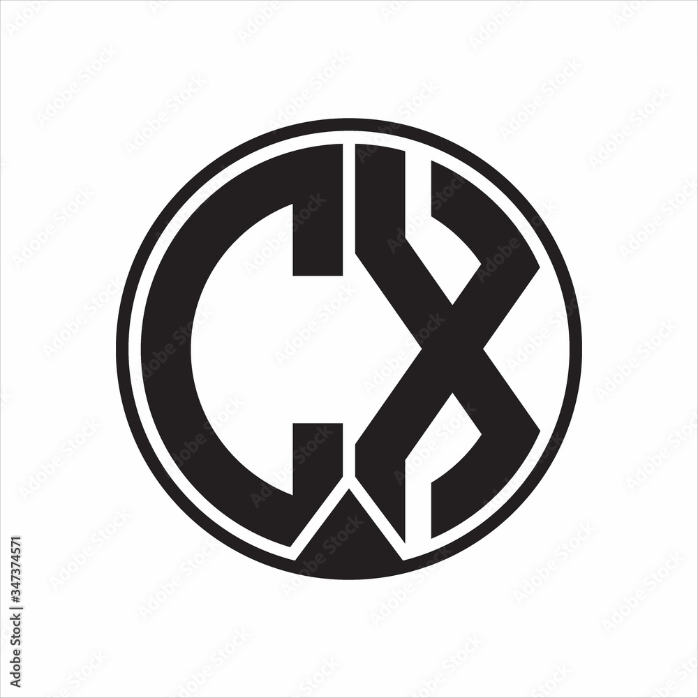 CX Logo monogram circle with piece ribbon style on white background CX Logo monogram circle with piece ribbon style on white background