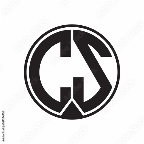 CS Logo monogram circle with piece ribbon style on white background