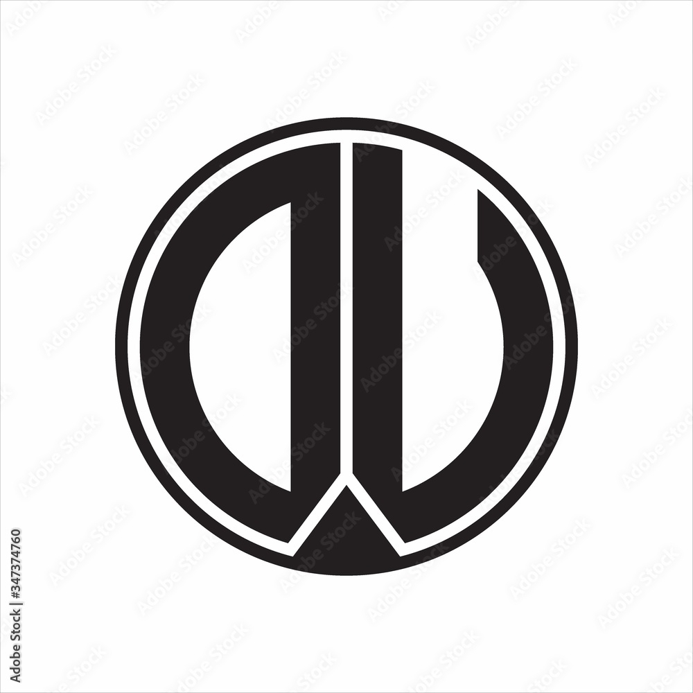 DU Logo monogram circle with piece ribbon style on white background DU Logo monogram circle with piece ribbon style on white background