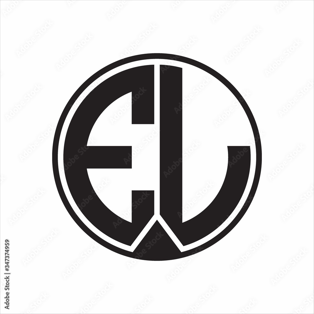 EL Logo monogram circle with piece ribbon style on white background EL Logo monogram circle with piece ribbon style on white background