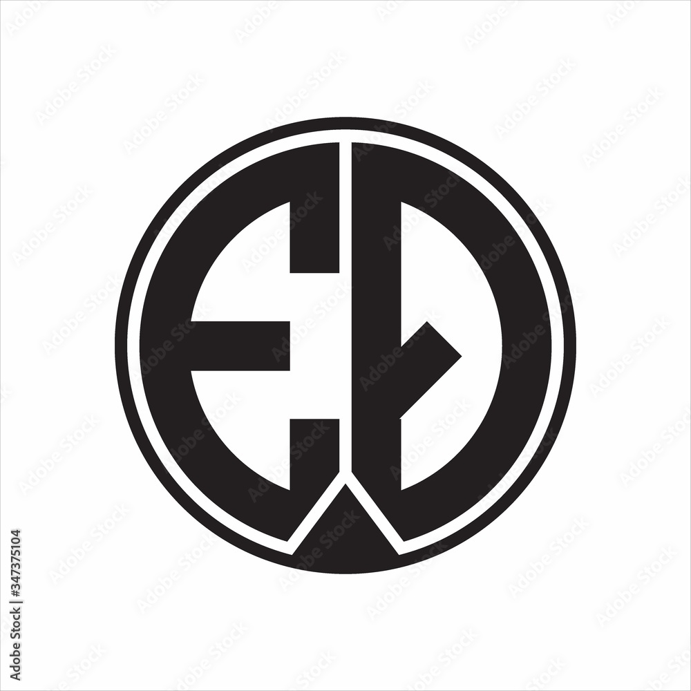 EQ Logo monogram circle with piece ribbon style on white background EQ Logo monogram circle with piece ribbon style on white background