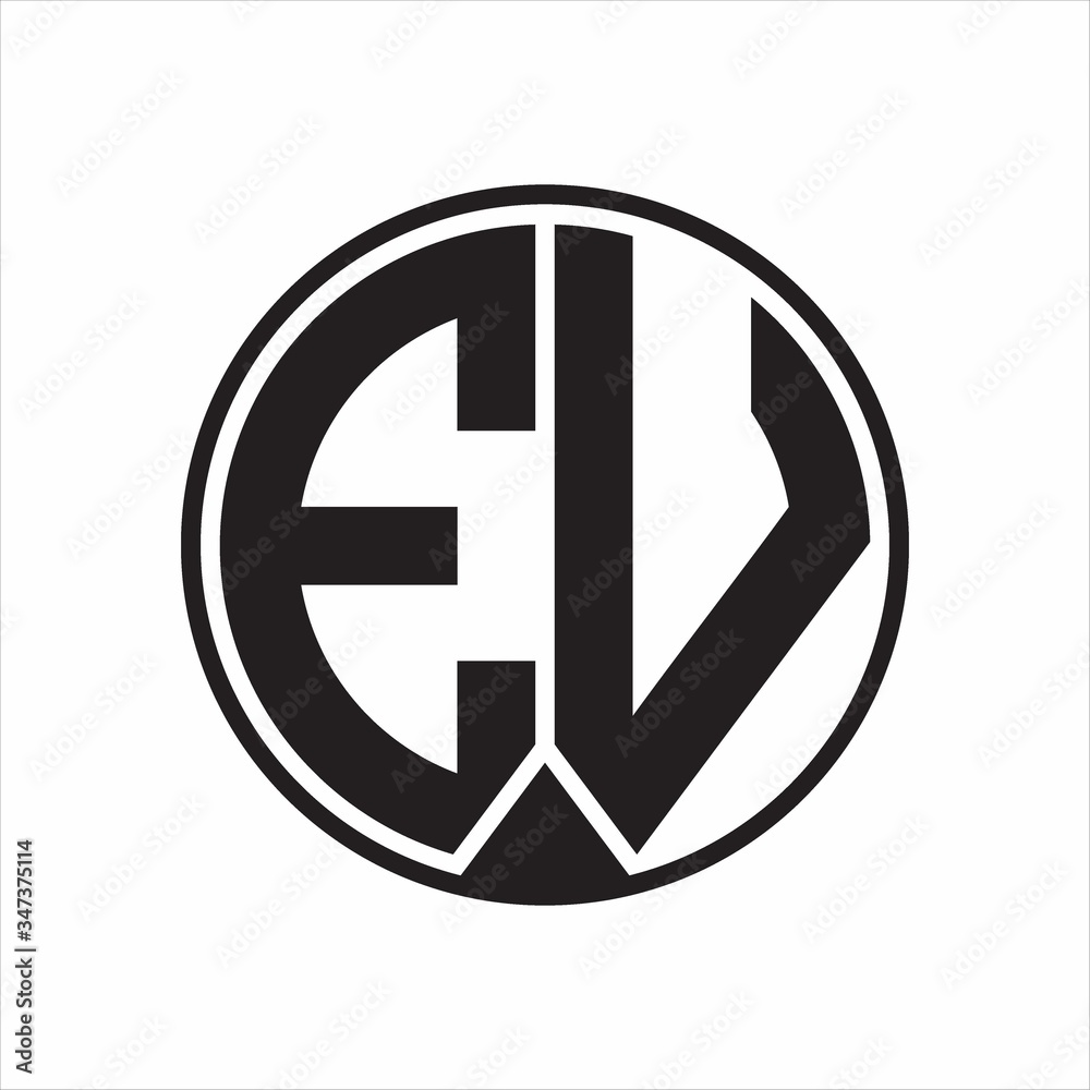 EV Logo monogram circle with piece ribbon style on white background EV Logo monogram circle with piece ribbon style on white background